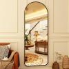 imageHARRITPURE 76quotx34quot Arched Full Length Mirror Free Standing Leaning Mirror Hanging Mounted Mirror Aluminum Frame Modern Simple Home Decor for Living Room Bedroom Cloakroom GoldBlack Rounded