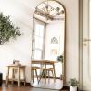 imageHARRITPURE 78quot x 35quot Arched FullLength Mirror  Black Oversized Floor Mirror Free Standing Aluminum Frame Full Body Mirrors for Bedroom CloakroomGoldre