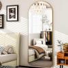 imageHARRITPURE 78quot x 35quot Arched FullLength Mirror  Black Oversized Floor Mirror Free Standing Aluminum Frame Full Body Mirrors for Bedroom CloakroomGoldre