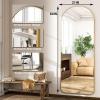 imageHARRITPURE 78quot x 35quot Arched FullLength Mirror  Black Oversized Floor Mirror Free Standing Aluminum Frame Full Body Mirrors for Bedroom CloakroomGoldre