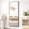 imageHARRITPURE 78quot x 35quot Full Length Mirror  Rectangular Floor Mirror with Aluminum Alloy Frame for Bedroom Cloakroom or Living RoomBlack