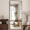 imageHARRITPURE 78quot x 35quot Full Length Mirror  Rectangular Floor Mirror with Aluminum Alloy Frame for Bedroom Cloakroom or Living RoomBlack