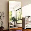 imageHARRITPURE 78quot x 35quot Full Length Mirror  Rectangular Floor Mirror with Aluminum Alloy Frame for Bedroom Cloakroom or Living RoomGold