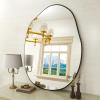 imageHARRITPURE Irregular Wall Mirror 26quotx38quot Black Asymmetrical Bathroom Mirror Wood Framed Modern Decorative Vanity Mirrors for Bedroom Living Room EntrywayBlackirregular