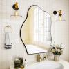 imageHARRITPURE Irregular Wall Mirror 26quotx38quot Black Asymmetrical Bathroom Mirror Wood Framed Modern Decorative Vanity Mirrors for Bedroom Living Room EntrywayBlackcloud