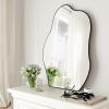 imageHARRITPURE Irregular Wall Mirror 26quotx38quot Black Asymmetrical Bathroom Mirror Wood Framed Modern Decorative Vanity Mirrors for Bedroom Living Room EntrywayBlackcloud