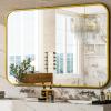imageHARRITPURE Rectangular Bathroom Mirror 38x26 Black Bathroom Wall Mirror Aluminum Frame WallMounted Mirrors for Entryway Bedroom Living RoomGold