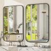 imageHARRITPURE Rectangular Bathroom Mirror 48x30 Black Bathroom Wall Mirror Aluminum Frame WallMounted Mirrors for Entryway Bedroom Living RoomBlack