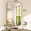 imageHARRITPURE Rectangular Bathroom Mirror 48x30 Black Bathroom Wall Mirror Aluminum Frame WallMounted Mirrors for Entryway Bedroom Living RoomGold