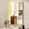 imageHARRITPURE Rectangular Bathroom Mirror 48x30 Black Bathroom Wall Mirror Aluminum Frame WallMounted Mirrors for Entryway Bedroom Living RoomGold