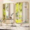 imageHARRITPURE Rectangular Bathroom Mirror 48x30 Black Bathroom Wall Mirror Aluminum Frame WallMounted Mirrors for Entryway Bedroom Living RoomGold