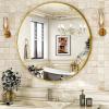 imageHARRITPURE Round Mirror 24 Gold Wall Mounted Circle Mirrors Vanity Mirror with Brushed Aluminum Alloy Frame Modern Decoration for Bathroom Living Room Vanity Bedroom EntrywayGold