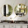imageHARRITPURE Round Mirror 24 Gold Wall Mounted Circle Mirrors Vanity Mirror with Brushed Aluminum Alloy Frame Modern Decoration for Bathroom Living Room Vanity Bedroom EntrywayGold