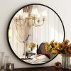 imageHARRITPURE Round Mirror 24 Gold Wall Mounted Circle Mirrors Vanity Mirror with Brushed Aluminum Alloy Frame Modern Decoration for Bathroom Living Room Vanity Bedroom EntrywayBlack