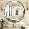 imageHARRITPURE Round Mirror 24 Gold Wall Mounted Circle Mirrors Vanity Mirror with Brushed Aluminum Alloy Frame Modern Decoration for Bathroom Living Room Vanity Bedroom EntrywayBlack
