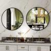 imageHARRITPURE Round Mirror 24 Gold Wall Mounted Circle Mirrors Vanity Mirror with Brushed Aluminum Alloy Frame Modern Decoration for Bathroom Living Room Vanity Bedroom EntrywayBlack