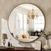 imageHARRITPURE Round Mirror 24 Gold Wall Mounted Circle Mirrors Vanity Mirror with Brushed Aluminum Alloy Frame Modern Decoration for Bathroom Living Room Vanity Bedroom EntrywayBlack