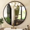imageHARRITPURE Round Mirror 24 Gold Wall Mounted Circle Mirrors Vanity Mirror with Brushed Aluminum Alloy Frame Modern Decoration for Bathroom Living Room Vanity Bedroom EntrywayBlack
