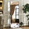 imageHARRITPURE 71x32 inch Rounded Full Length Mirror Aluminum Frame Black Mirror Full Length Floor Mirror with Stand for Living Room Bedroom CloakroomBlack