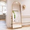 imageHARRITPURE 76quotx34quot Arched Full Length Mirror Free Standing Leaning Mirror Hanging Mounted Mirror Aluminum Frame Modern Simple Home Decor for Living Room Bedroom Cloakroom GoldGoldrect Edge