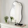 imageHARRITPURE Irregular Wall Mirror 26quotx38quot Black Asymmetrical Bathroom Mirror Wood Framed Modern Decorative Vanity Mirrors for Bedroom Living Room EntrywayBlackcloud