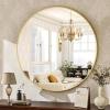 imageHARRITPURE Round Mirror 24 Gold Wall Mounted Circle Mirrors Vanity Mirror with Brushed Aluminum Alloy Frame Modern Decoration for Bathroom Living Room Vanity Bedroom EntrywayGold
