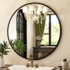 imageHARRITPURE Round Mirror 24 Gold Wall Mounted Circle Mirrors Vanity Mirror with Brushed Aluminum Alloy Frame Modern Decoration for Bathroom Living Room Vanity Bedroom EntrywayBlack