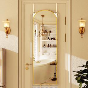 imageHARRITPURE 14quotx48quot Arched Full Length Door Mirror Aluminum Frame Closet Mirror Full Length Hanging Mirror for Living Room BedroomGoldArchedgold
