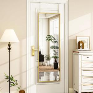 imageHARRITPURE 14quotx48quot Arched Full Length Door Mirror Aluminum Frame Closet Mirror Full Length Hanging Mirror for Living Room BedroomGoldRectgold