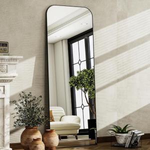 imageHARRITPURE 57quotx20quot Full Length Mirror Full Body Mirror Top Rounded Corner Aluminum Frame Hanging or Leaning Wall Floor Mirror with Stand for Living Room Bedroom CloakroomGoldBlack