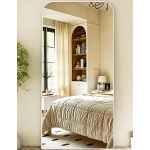 imageHARRITPURE 57quotx20quot Full Length Mirror Full Body Mirror Top Rounded Corner Aluminum Frame Hanging or Leaning Wall Floor Mirror with Stand for Living Room Bedroom CloakroomGoldSilver