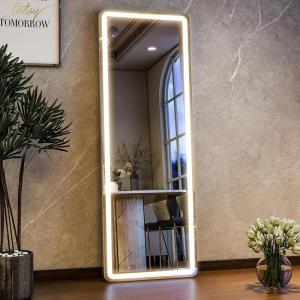 imageHARRITPURE 71x26 inch LED Full Length Mirror Lighted Floor Mirror for BedroomCloakroom Dimmable ampamp 3 Color ModesWall Mounted Long Standing Mirror with LightsRound Corner