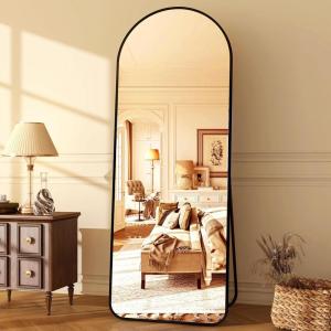imageHARRITPURE 76quotx34quot Arched Full Length Mirror Free Standing Leaning Mirror Hanging Mounted Mirror Aluminum Frame Modern Simple Home Decor for Living Room Bedroom Cloakroom GoldBlack Rounded