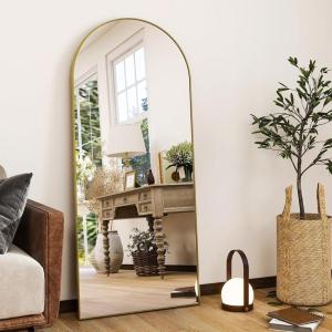imageHARRITPURE 76quotx34quot Arched Full Length Mirror Free Standing Leaning Mirror Hanging Mounted Mirror Aluminum Frame Modern Simple Home Decor for Living Room Bedroom Cloakroom GoldGold