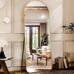 imageHARRITPURE 78quot x 35quot Arched FullLength Mirror  Black Oversized Floor Mirror Free Standing Aluminum Frame Full Body Mirrors for Bedroom CloakroomGoldre