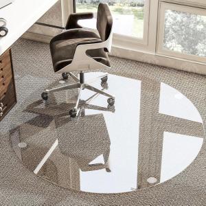 imageHARRITPURE Tempered Glass Floor Mat  46x46 inch Square Office Chair Mat for Carpet Clear Glass Mat for Hardwood FloorCarpeted Floors 15quot ThickClear