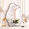 imageHARRITPURE Irregular Wall Mirror 22quotx32quot Black Asymmetrical Bathroom Mirror Wood Framed Modern Decorative Vanity Mirrors for Bedroom Living Room EntrywayBlackcloud
