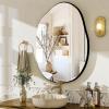 imageHARRITPURE Irregular Wall Mirror 22quotx32quot Black Asymmetrical Bathroom Mirror Wood Framed Modern Decorative Vanity Mirrors for Bedroom Living Room EntrywayBlackirregular