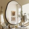 imageHARRITPURE Irregular Wall Mirror 22quotx32quot Black Asymmetrical Bathroom Mirror Wood Framed Modern Decorative Vanity Mirrors for Bedroom Living Room EntrywayBlackirregular