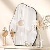 imageHARRITPURE Irregular Wall Mirror 22quotx32quot Black Asymmetrical Bathroom Mirror Wood Framed Modern Decorative Vanity Mirrors for Bedroom Living Room EntrywayBlackcloud